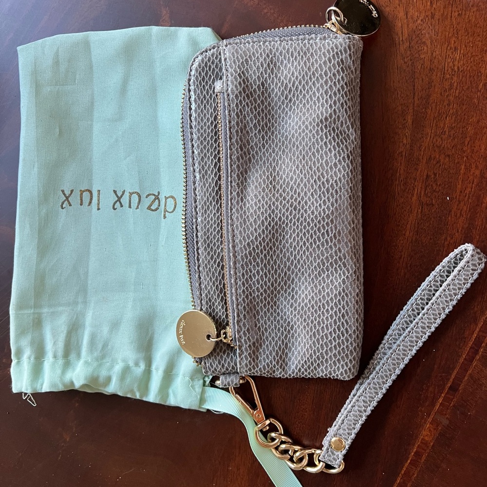 Deux Lux Metallic Gray Wristlet Clutch/Wallet